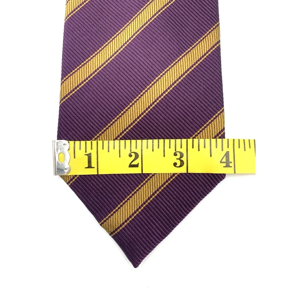 JZ Richards Repp 100% Silk Men's Tie Purple Gold Hand Made in USA - 61